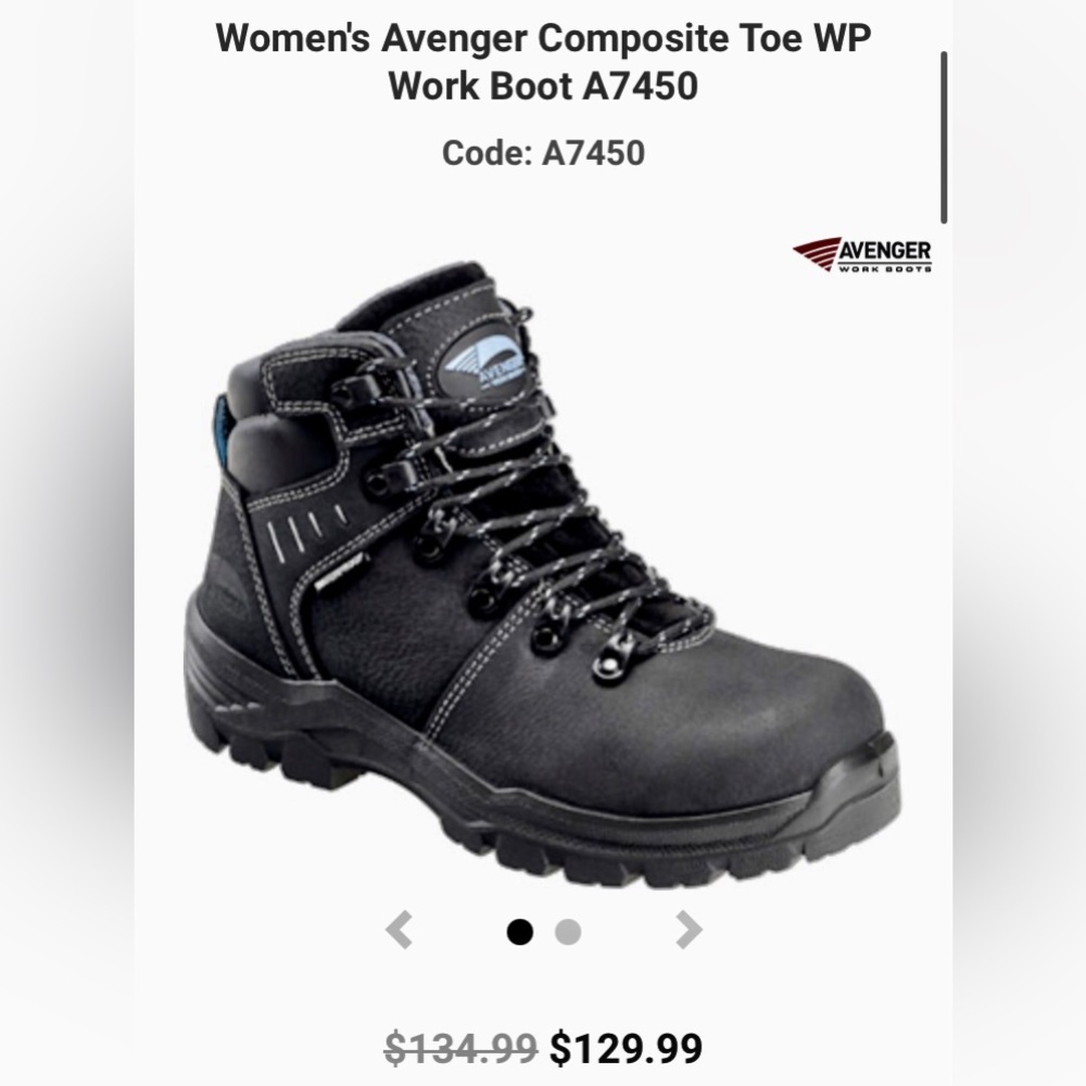 Woman’s Avenger Work Boots A7450 Size 7 Medium